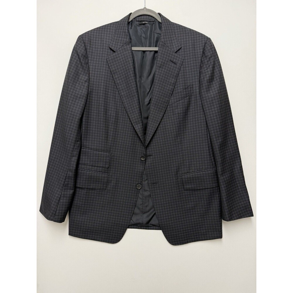 Tom Ford Blazer Mens US 44R EU 54R Gray Check Wool Silk Mohair Sport Coat Italy